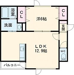レインボーハウスボナール 1LDKの間取図画像