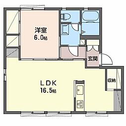 アイクスコートK棟 1LDKの間取図画像