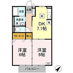 メゾン・リヴェール 2DKの間取図画像