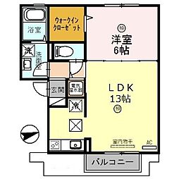 ラフィーネ林2 1LDKの間取図画像