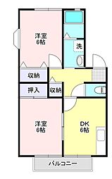 ニューキャピタル壱番館 2DKの間取図画像