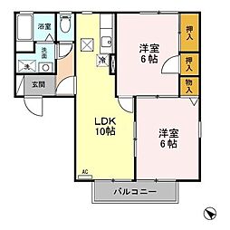 ハイカムール松園 2LDKの間取図画像