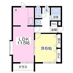 ラ・ヴィールA 1LDKの間取図画像