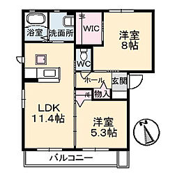 シャーメゾンマニエール2B 2LDKの間取図画像