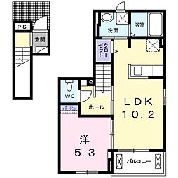 フォレストハイツ1 1LDKの間取図画像