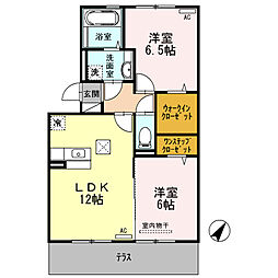 プルミエールB 2LDKの間取図画像
