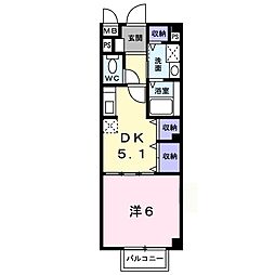 グランソレイユ 1DKの間取図画像