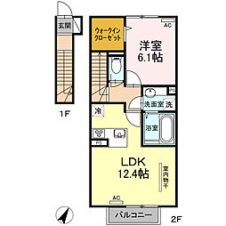 アルブル・ド・ソア 2階1LDKの間取り