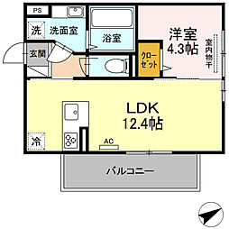 ボナール・三ツ石 1LDKの間取図画像