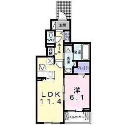 瑠璃玻璃ハウス 1LDKの間取図画像