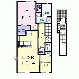 ミドルヴィレッジ 1LDKの間取図画像