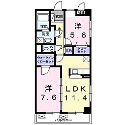 グリーンパロット 2LDKの間取図画像