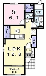 ブライト堤根A 1LDKの間取図画像