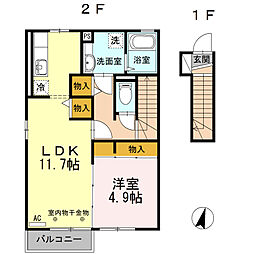 D-room上堂 1LDKの間取図画像