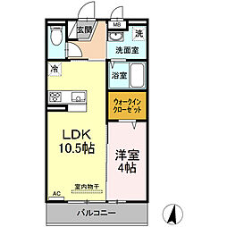 銀河タウンE 1LDKの間取図画像