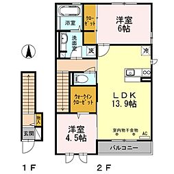 ネバーマインド2 2LDKの間取図画像