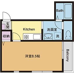 アン・プルミエール 1Kの間取図画像