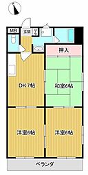 グロリアスシティヒラタ 3DKの間取図画像