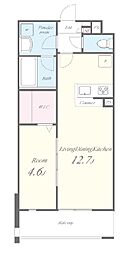 ドミソレイユ2 1LDKの間取図画像