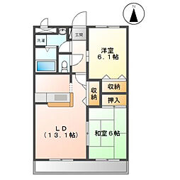メゾン・ハピネス 2LDKの間取図画像