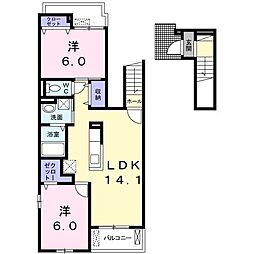 アクアヒルズ1 2LDKの間取図画像