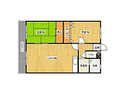エル・スール小原川2番館 2LDKの間取図画像