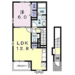 レジデンス・リオ2 1LDKの間取図画像