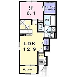 グランソレイユU 1LDKの間取図画像