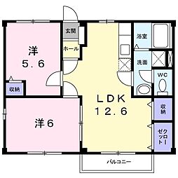 ニューシティーサンシャイン 2LDKの間取図画像