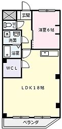 エステート長森 1LDKの間取図画像