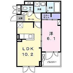 サニールーチェ千波 1LDKの間取図画像