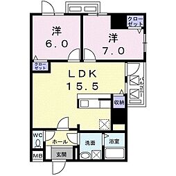ジャルディーノ南葛西 2LDKの間取図画像