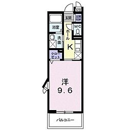 流川グランフォート 1Kの間取図画像