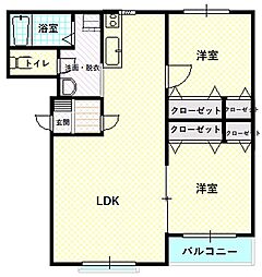 ブルーマーシュ旭I 1階2LDKの間取り