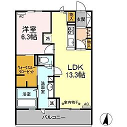 ワケア 1LDKの間取図画像