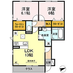 セジュール西条A 2LDKの間取図画像