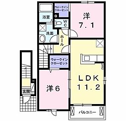 ブライトヴィラ1 2LDKの間取図画像