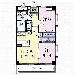 フォーレストカーサ 2LDKの間取図画像