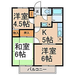 メゾン藤浪 3Kの間取図画像