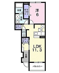 ベーシックスクエアS 1LDKの間取図画像