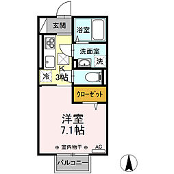 ナゴミエル 1Kの間取図画像