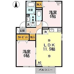 清水崎ハウスA 2LDKの間取図画像