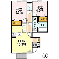 エピナール21A棟 2LDKの間取図画像