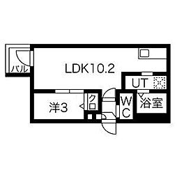 Warrenshiratori1 1LDKの間取図画像