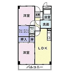 シャン・リヴィエール 2LDKの間取図画像