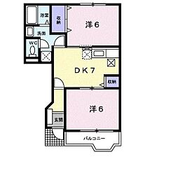 ソルフィーD 2DKの間取図画像