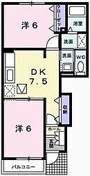 アルコバレーノ1 2DKの間取図画像