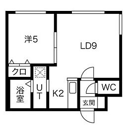 GrandirMARUYAMAWEST 1LDKの間取図画像