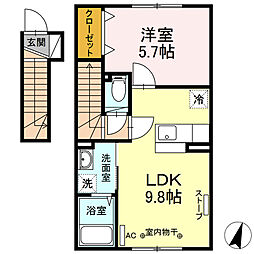 グランモアクラルテ 1LDKの間取図画像