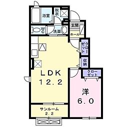 メルヴェーユ・シャルム2 1LDKの間取図画像